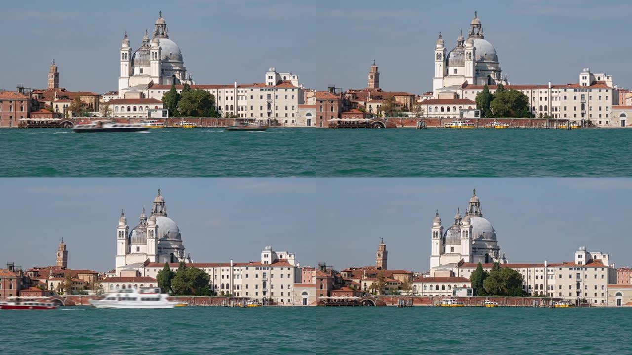 威尼斯泻湖交通和意大利威尼斯圣玛丽亚大教堂