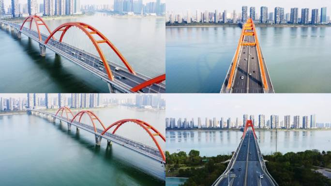 长沙大桥4k航拍素材