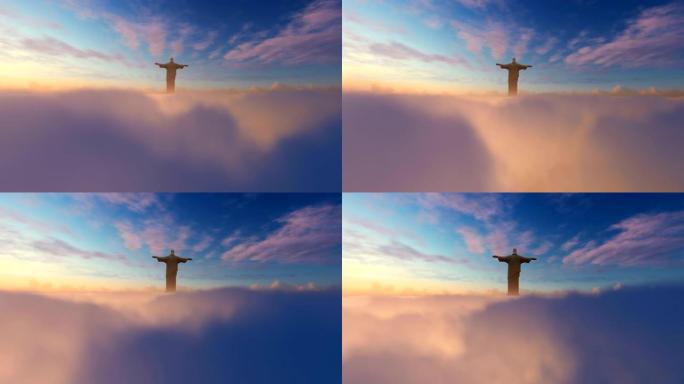 耶稣基督在日出时云层之上，4K