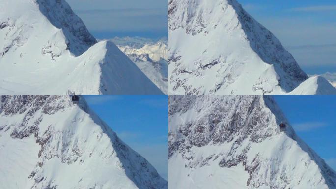 风景如画的山景。下雪的山顶。