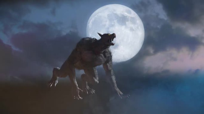 狼人在万圣节背景3D渲染