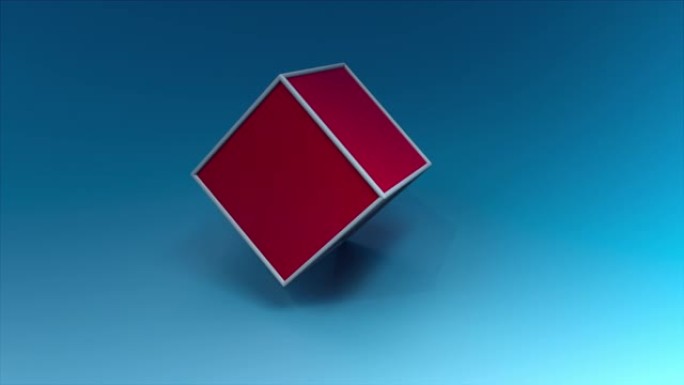 抽象几何背景的3d渲染，粉红色立方体旋转，计算机生成