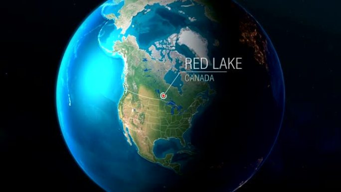 加拿大-红湖-从太空到地球的缩放