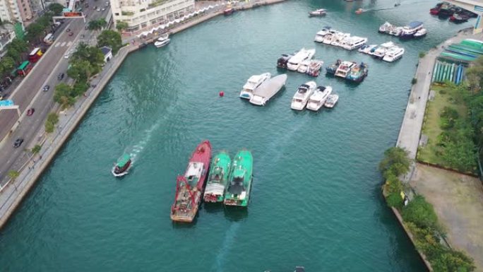 香港仔避风塘及香港鸭脷洲鸟瞰图