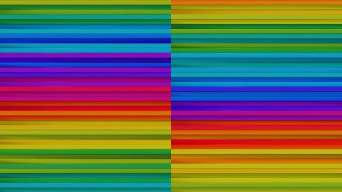 彩虹七彩横线抽象无缝循环3D渲染动画