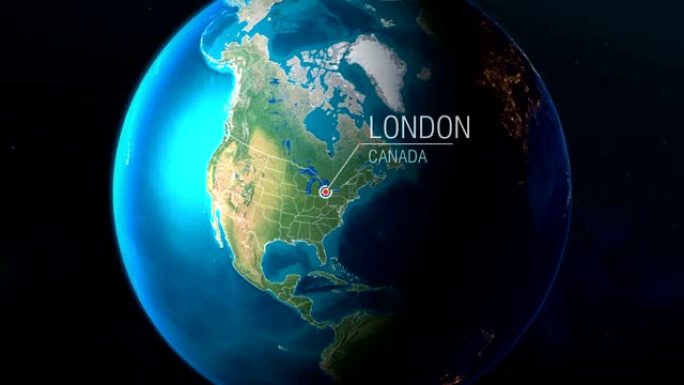 加拿大-伦敦-从太空到地球的缩放
