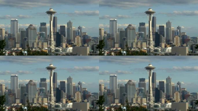 西雅图的太空针塔和摩天大楼