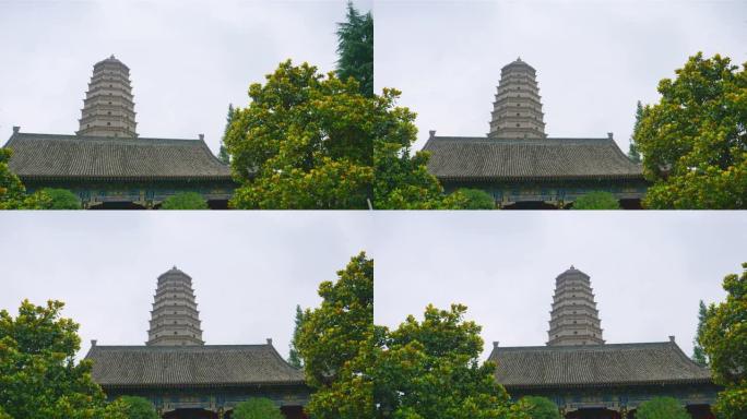 中国著名的古代佛教法门寺，位于扶风县法门镇。