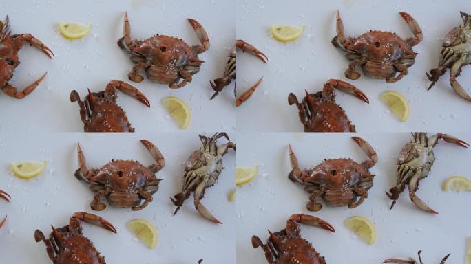煮熟的红蟹，美味的健康海鲜