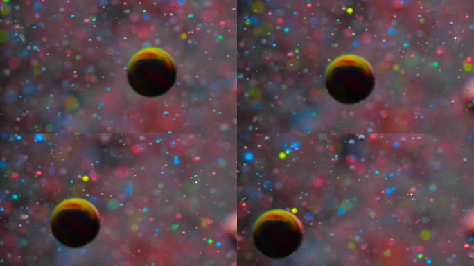 彩色气泡油美丽油漆多色宇宙移动。太空星系行星。星云太空恒星行星。银河系。表面宇宙在移动。明亮的节日背