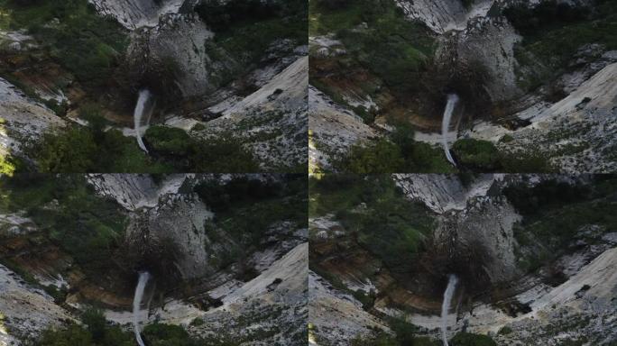 佐治亚州的金奇哈瀑布。黎明4K时无人机射击