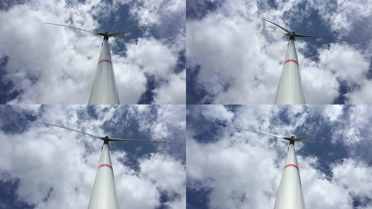 风车涡轮机随着天空转动