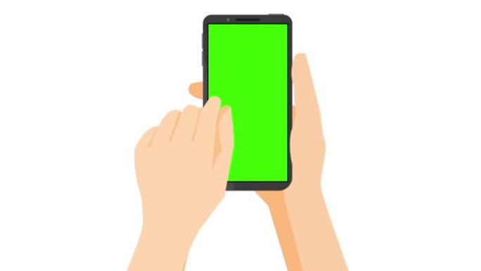 智能手机触摸屏在绿色屏幕上点击，滑动和传播手势