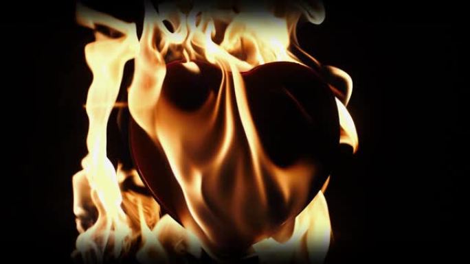 火焰慢动作镜头中的心脏符号
