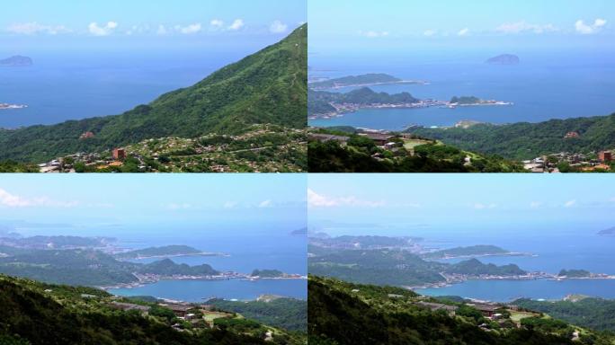 4K，鸟瞰图基隆港和山在新台北。美丽风景