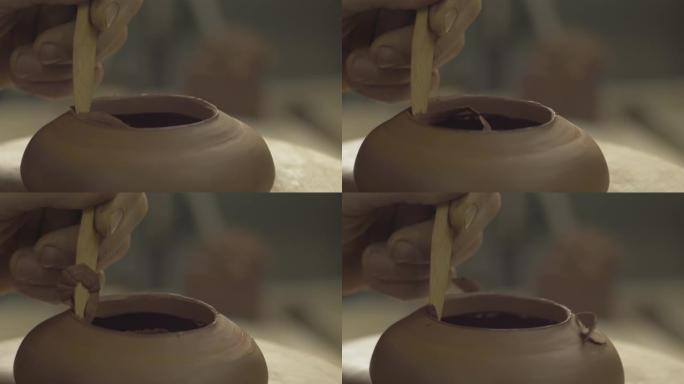 波特用宜兴粘土雕刻中国茶壶
