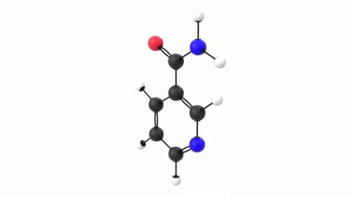 具有 α 层的维生素B3烟酰胺分子的3D动画