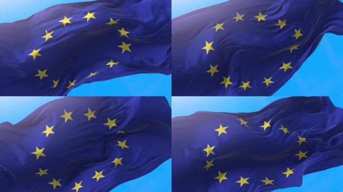 欧洲国旗视频挥舞4K。欧洲背景。UE或欧盟背景3840x2160像素。