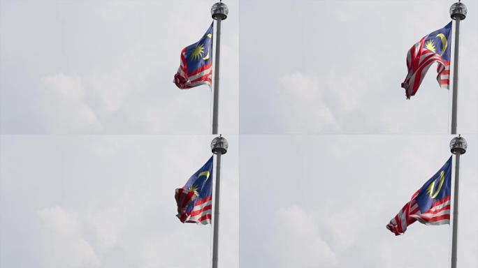 在天空中挥舞着马来西亚国旗