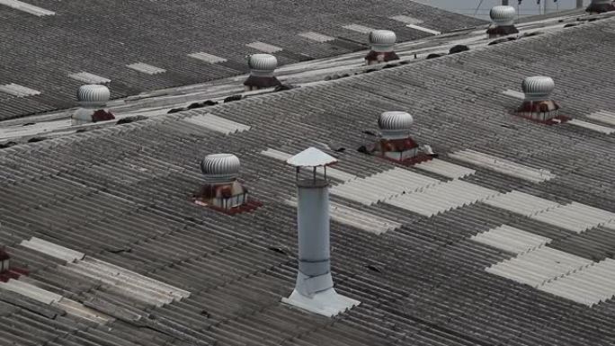 工厂屋顶通风风扇系统，背景