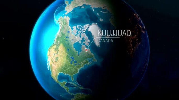 加拿大-Kuujjuaq-从太空到地球的缩放