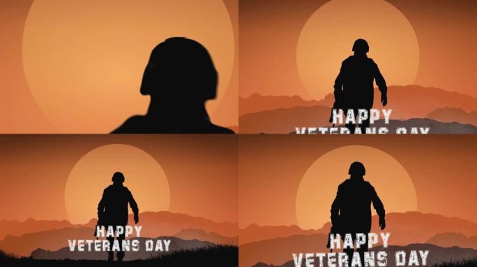 退伍军人节动画素材与视差效果2,5D图形。记得和荣誉。