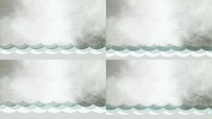 海水波浪-黑白和彩色-白天和黑夜，月亮和太阳，船和海鸥