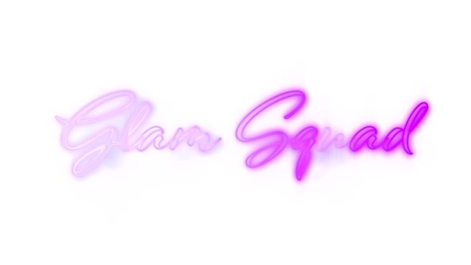 白色背景上粉红色霓虹灯的Glam小队图形