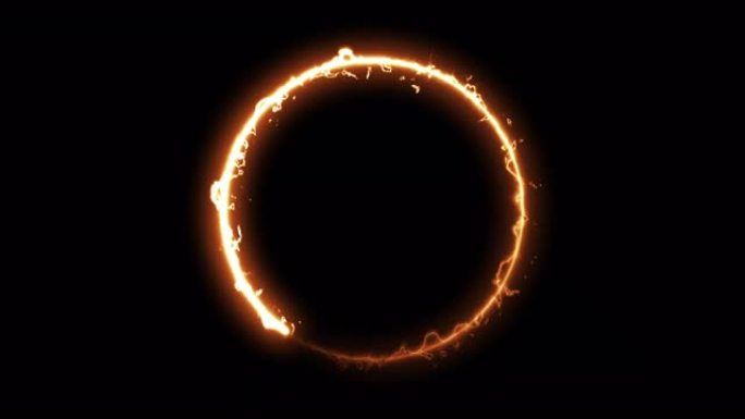 计算机生成的黑色背景上的火环。抽象火圈的3d渲染