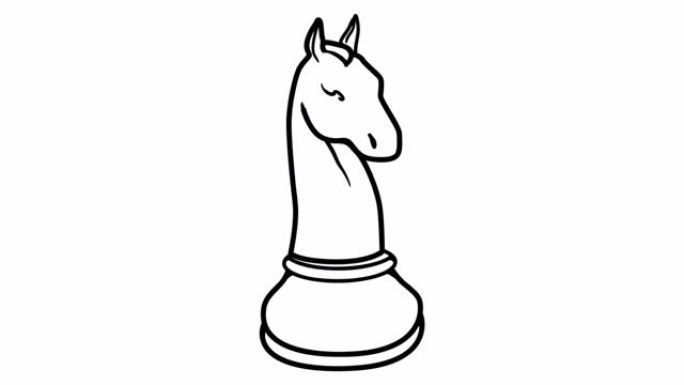 国际象棋骑士白板动画4k镜头