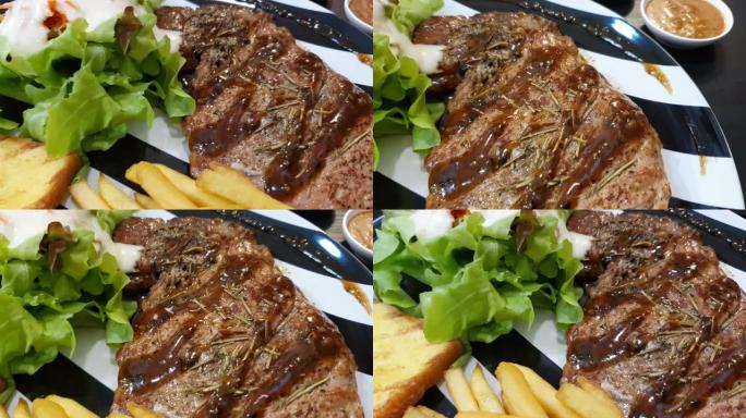 在餐厅提供肉类和蔬菜