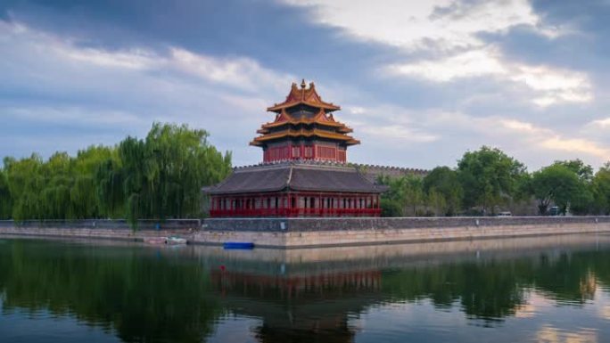 延时4k视频。清晨从金山公园俯瞰北京紫禁城，中国北京宁静。