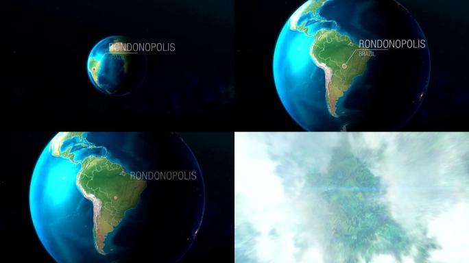 巴西-Rondonopolis-从太空到地球的缩放