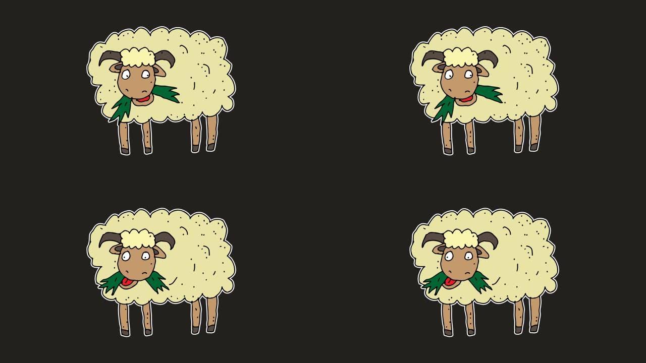 羊的手绘黑色背景动画