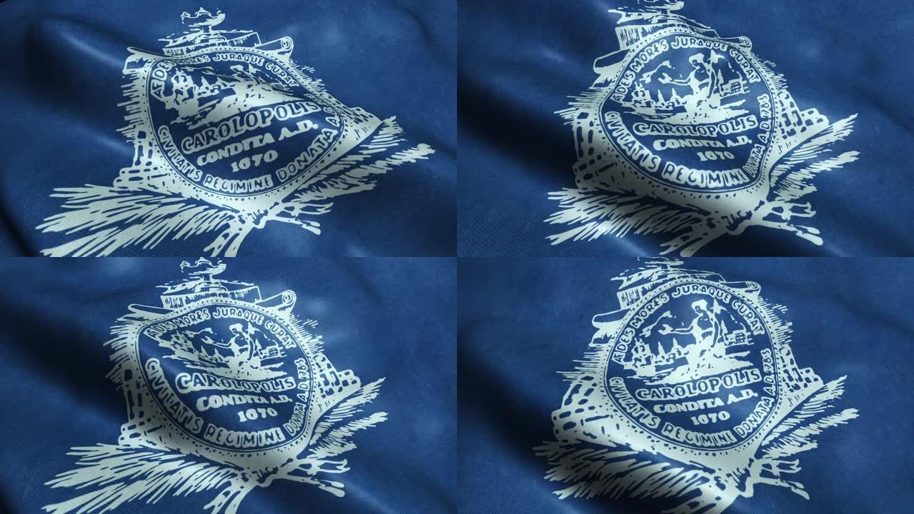 美国查尔斯顿市旗帜无缝循环挥舞动画