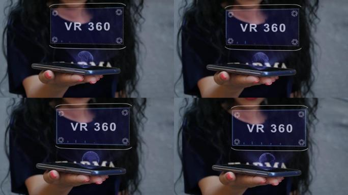 显示HUD全息图VR 360的女人