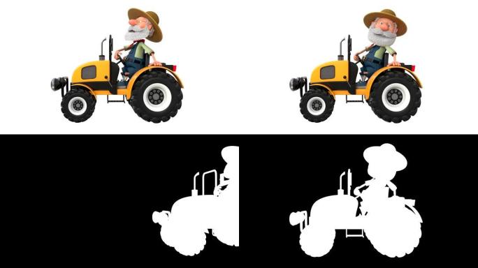 3d插图农民骑拖拉机