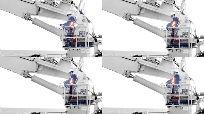 双暴露起重机操作员在物流或能源或全球变暖概念内提升火炬货物