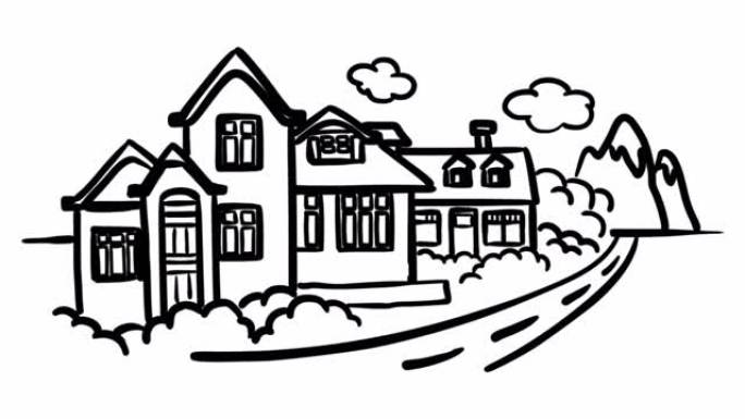 城镇白板动画4k镜头