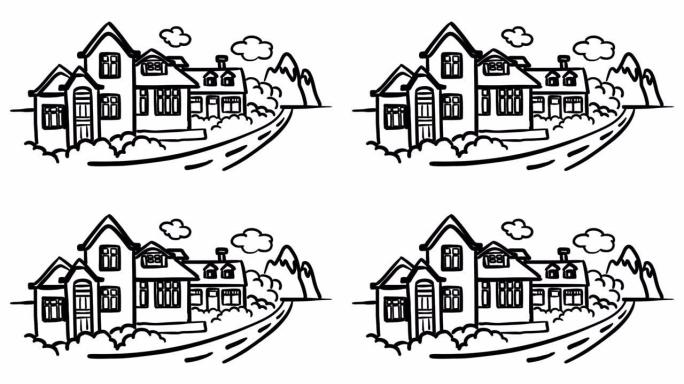 城镇白板动画4k镜头