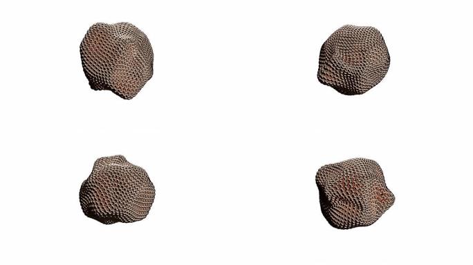 球体非晶形状的绿松石变质，未来形状的抽象动画无缝