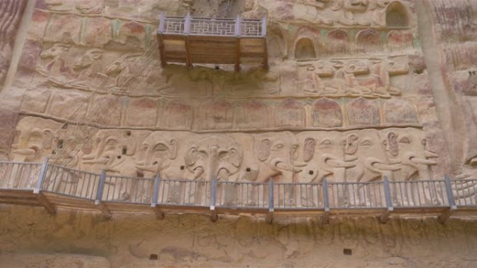 中国甘肃天水武山水帘洞中国古代传统拉绍寺石窟浮雕画