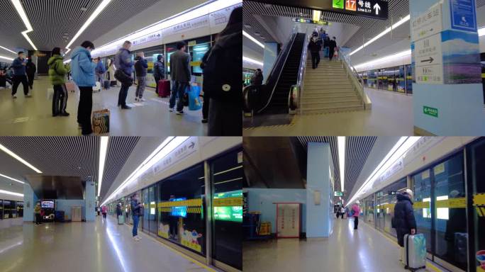 虹桥火车站上海地铁人流视频素材40