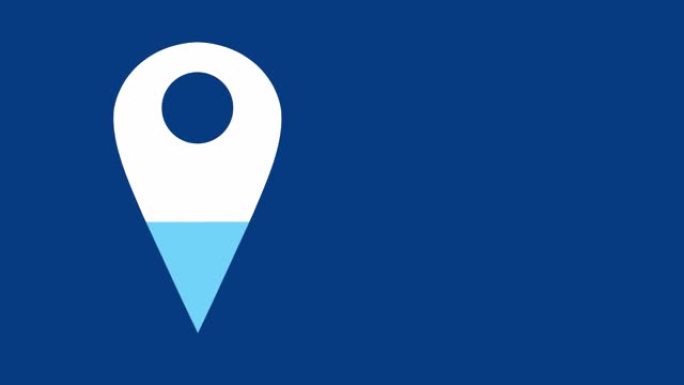 GPS地图图钉在蓝色背景4k上填充蓝色