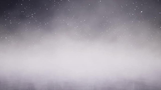黑水白烟无缝动画。令人毛骨悚然的万圣节之夜概念。雾覆盖湖面在夜间循环镜头。星空下宁静的迷雾池塘现实视