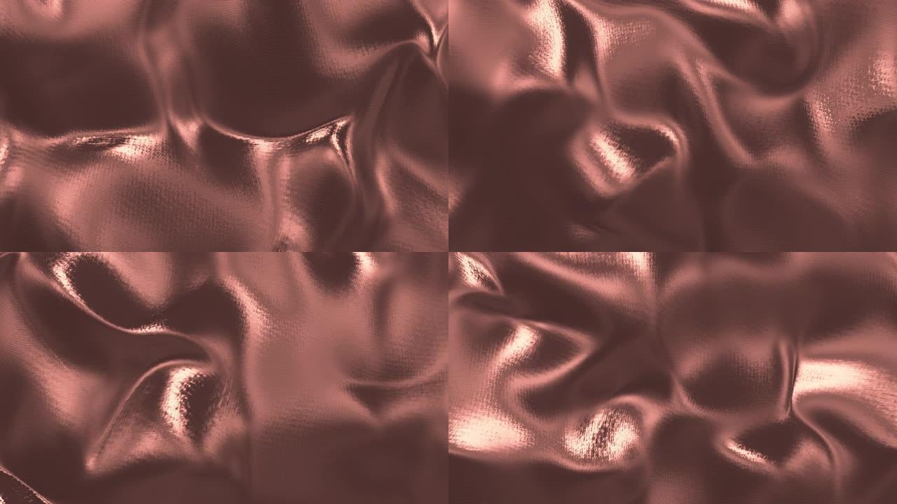 玫瑰金闪亮丝绸背景。魅力缎纹理3D渲染循环4k