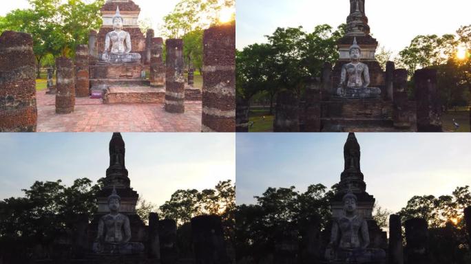 在泰国素可泰历史公园，4k翻拍古代佛像