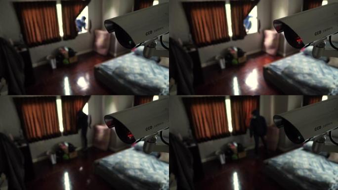 抢劫时在房屋中捕获小偷的闭路电视监控摄像机