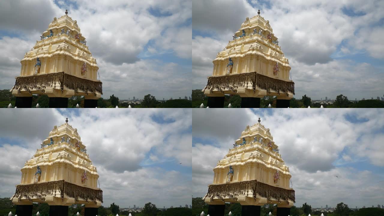 晴天巴纳加洛市著名植物园寺庙蓝天全景4k印度