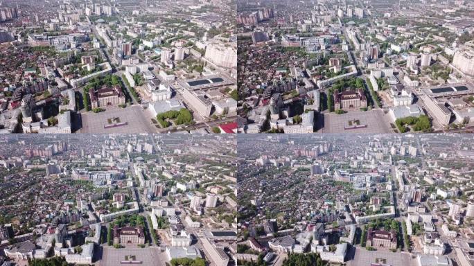 沃罗涅日市中心和列宁广场的景色
